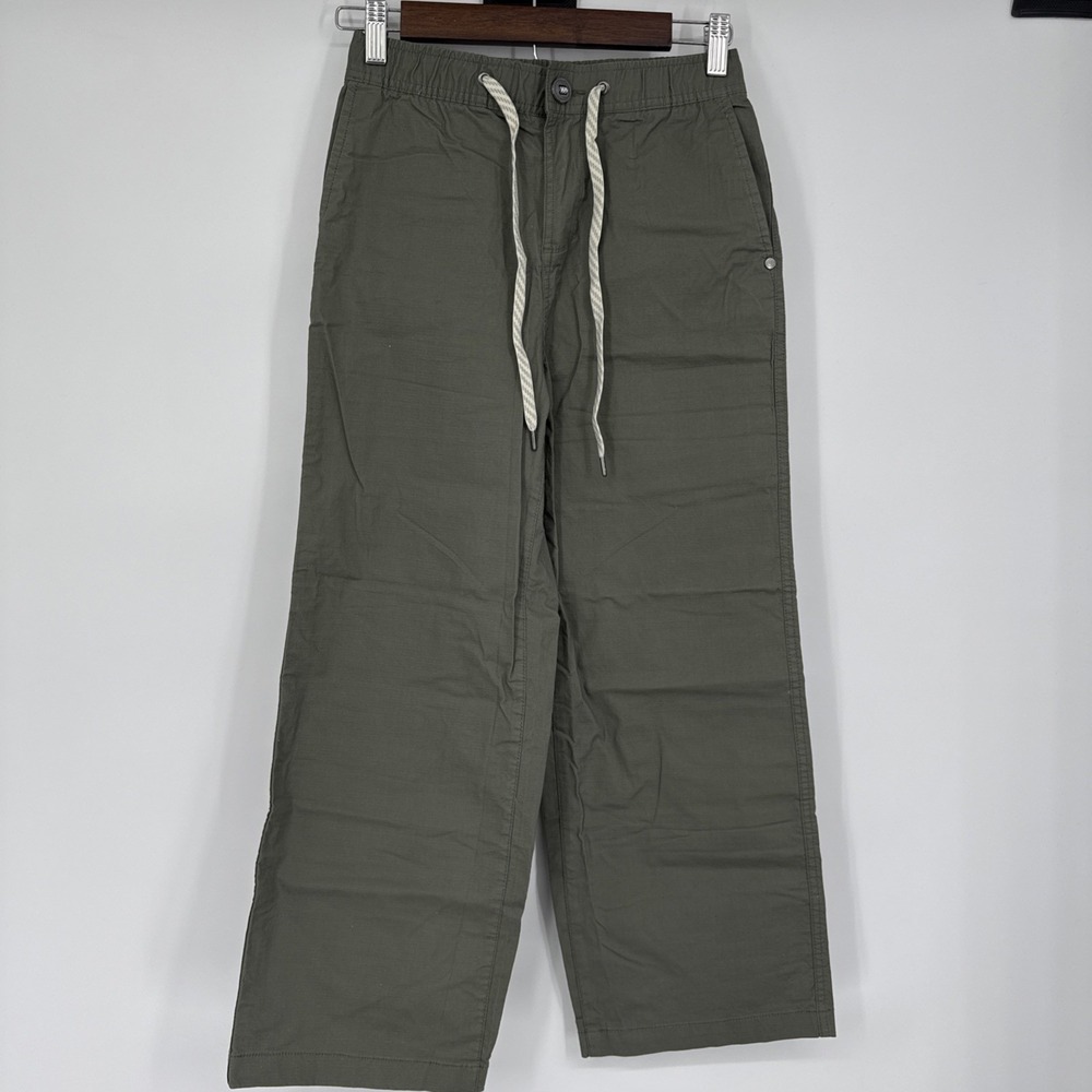 NEW Vuori Womens Army Green Ripstop‎ Drawstring Wide Leg Pants Casual Hiking XS